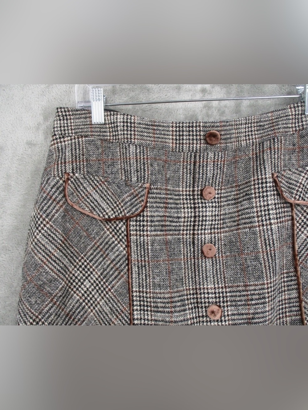 Bagatelle Collection Skirt‎ Womens Large Plaid Velvet Trim Preppy Academia Zip - Picture 3 of 9